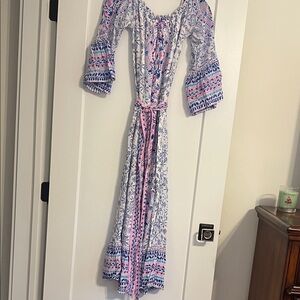 Lilly Pulitzer Long Sleeve Floral Dress - Blue and Pink